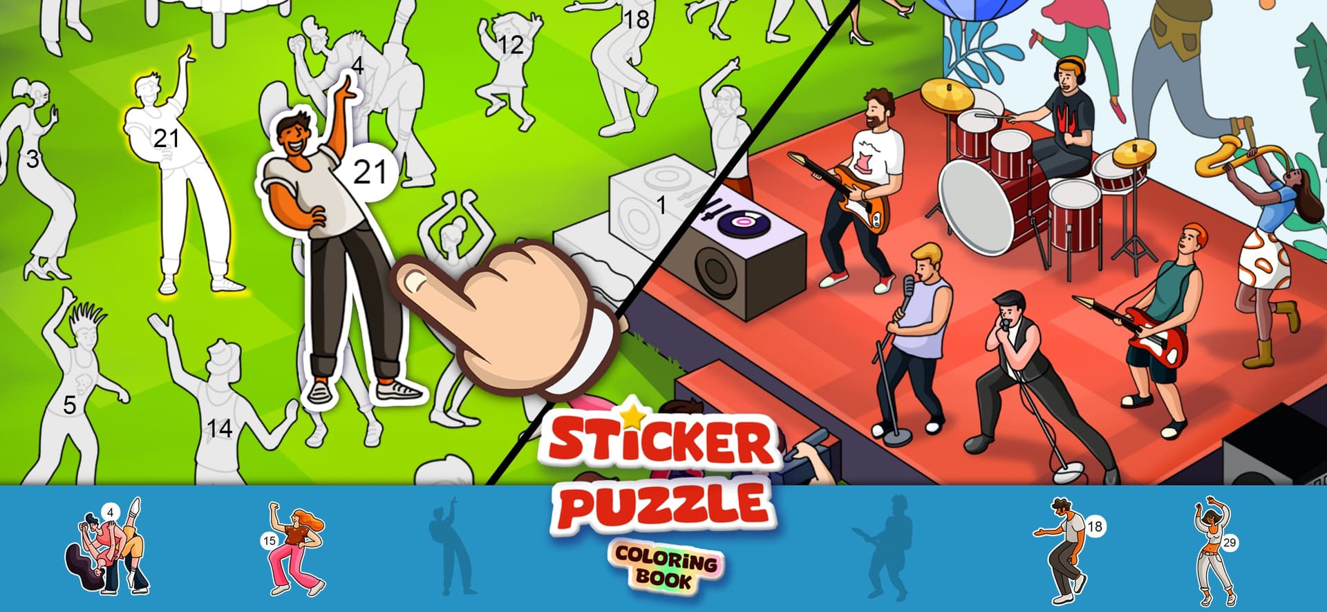 Sticker puzzle: Coloring book